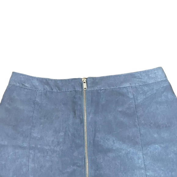H&M Divided Faux Suede Blue Mini Skirt Plus Size Full Zip Lined Women Size 14 - Picture 2 of 8